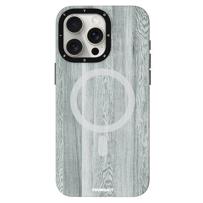 Apple iPhone 15 Pro Max Kılıf Magsafe Şarj Özellikli Sararmaya Dayanıklı Youngkit Wood Forest Serisi Kapak - 4