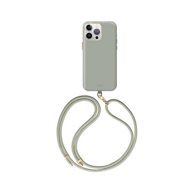 Apple iPhone 15 Pro Max Kılıf Magsafe Şarj Özellikli Soft Pürüzsüz Yüzey Askı İpli Coehl Creme Kapak - 3