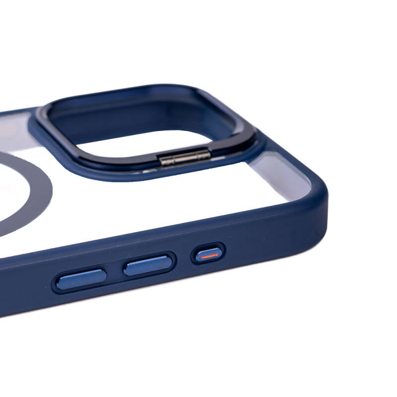 Apple iPhone 15 Pro Max Kılıf Magsafe Wireless Şarj Özellikli Standlı Zore Magsafe Klon Lensli Kapak - 4
