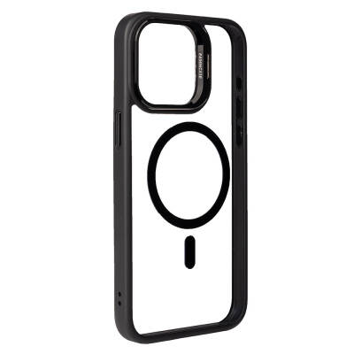 Apple iPhone 15 Pro Max Kılıf Magsafe Wireless Şarj Özellikli Standlı Zore Magsafe Klon Lensli Kapak - 5