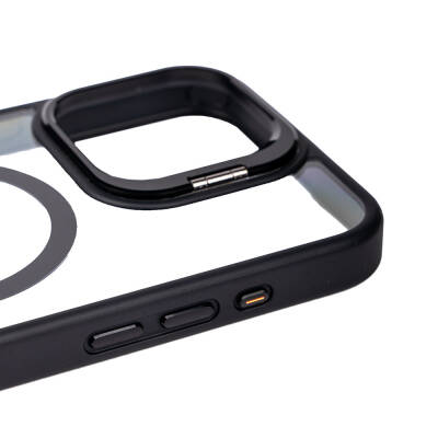 Apple iPhone 15 Pro Max Kılıf Magsafe Wireless Şarj Özellikli Standlı Zore Magsafe Klon Lensli Kapak - 2