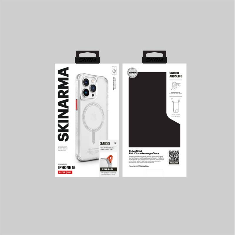 Apple iPhone 15 Pro Max Kılıf SkinArma Şeffaf Airbag Tasarımlı Magsafe Şarj Özellikli Saido Kapak - 16