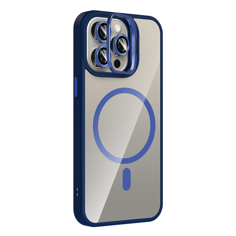 Apple iPhone 15 Pro Max Kılıf Standlı ve Kamera Lens Hediyeli M-Safe Şarj Özellikli Zore Etro Kapak - 18
