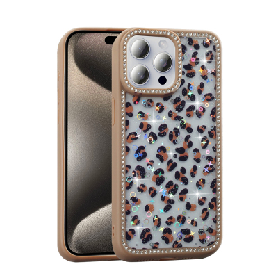 Apple iPhone 15 Pro Max Kılıf Taşlı ve Simli Tasarım Zore Azra Kapak - 2