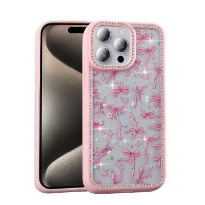 Apple iPhone 15 Pro Max Kılıf Taşlı ve Simli Tasarım Zore Azra Kapak - 4