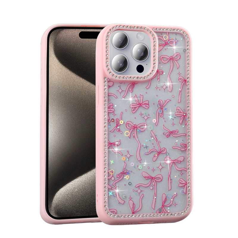 Apple iPhone 15 Pro Max Kılıf Taşlı ve Simli Tasarım Zore Azra Kapak - 4
