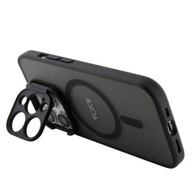 Apple iPhone 15 Pro Max Kılıf TUMI Orjinal Lisanslı Magsafe Şarj Özellikli Kamera Standlı Buzlu Mat Kapak - 12