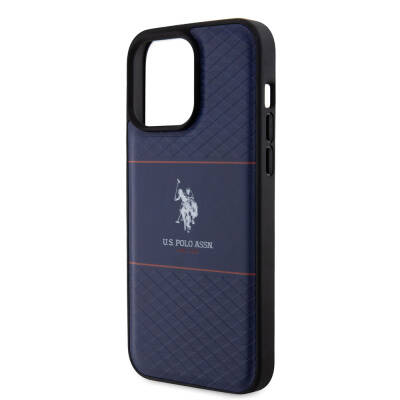 Apple iPhone 15 Pro Max Kılıf U.S. Polo Assn. Orjinal Lisanslı Deri Şeritli Logo Dizayn Kapak - 15