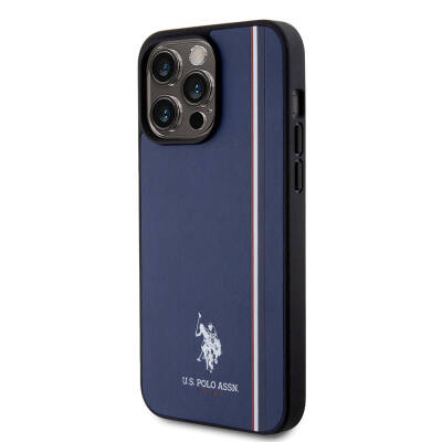 Apple iPhone 15 Pro Max Kılıf U.S. Polo Assn. Orjinal Lisanslı Üç Renk Şerit Tasarımlı Baskı Logolu Kapak - 19