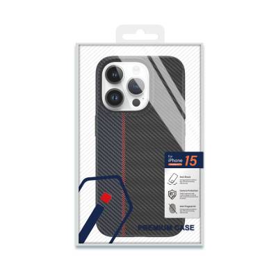 Apple iPhone 15 Pro Max Kılıf Wiwu LCC-107 Karbon Fiber Magsafe Şarj Özellikli Kamera Korumalı Kabon Kapak - 5