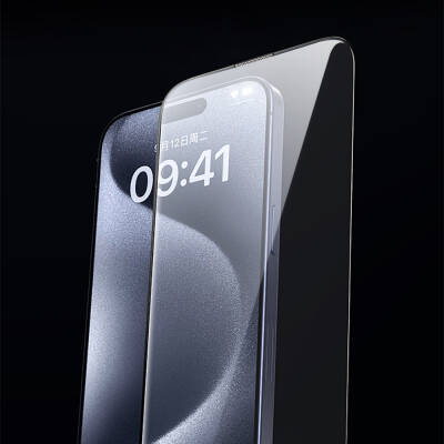 Apple iPhone 15 Pro Max Wiwu GT-009 Polimer Oleofobik Kaplama Şeffaf Pürüzsüz Temperli Cam Ekran Koruyucu - 5