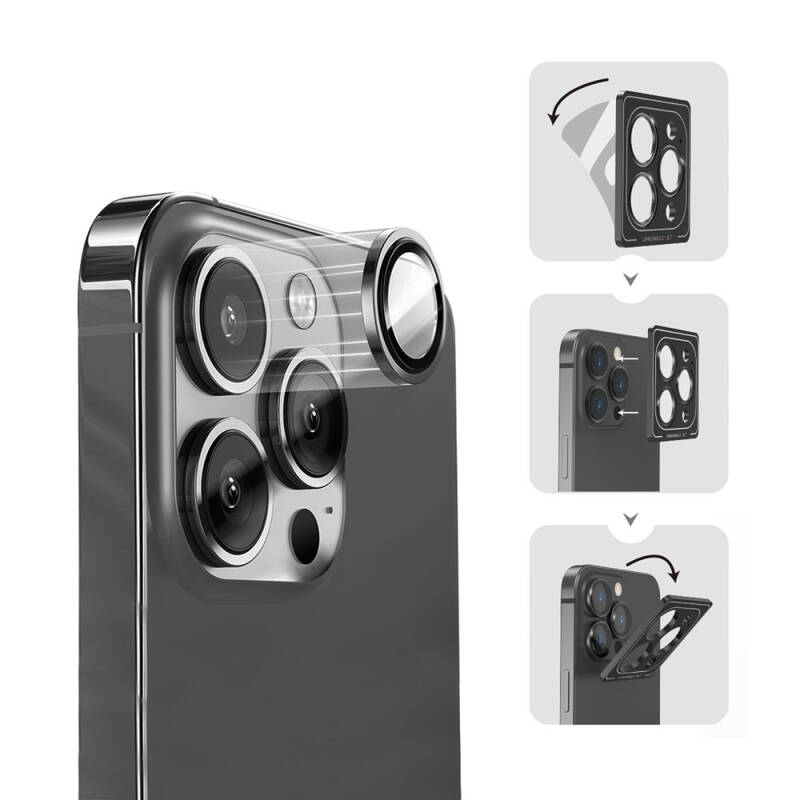Apple iPhone 15 Pro ​​​Max Wiwu Lens Guard Metal Kamera Lens Koruyucu - 2