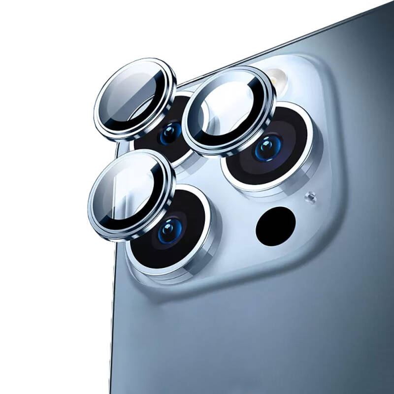 Apple iPhone 15 Pro ​​​Max Wiwu Lens Guard Metal Kamera Lens Koruyucu - 1