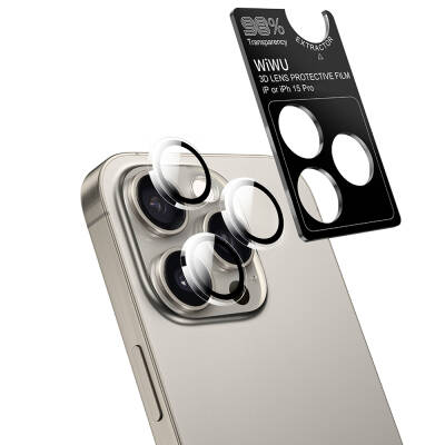 Apple iPhone 15 Pro Max Wiwu Wi-IP002 2in1 Temperli Cam Ahize Toz Önleyici Ekran Koruyucu ve Kamera Lens Koruyucu Set - 4