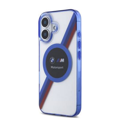 Apple iPhone 16 Case BMW Original Licensed Magsafe Charging Feature M Logo Three Color Striped Motorsport Circle Cover - 3