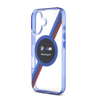 Apple iPhone 16 Case BMW Original Licensed Magsafe Charging Feature M Logo Three Color Striped Motorsport Circle Cover - 7