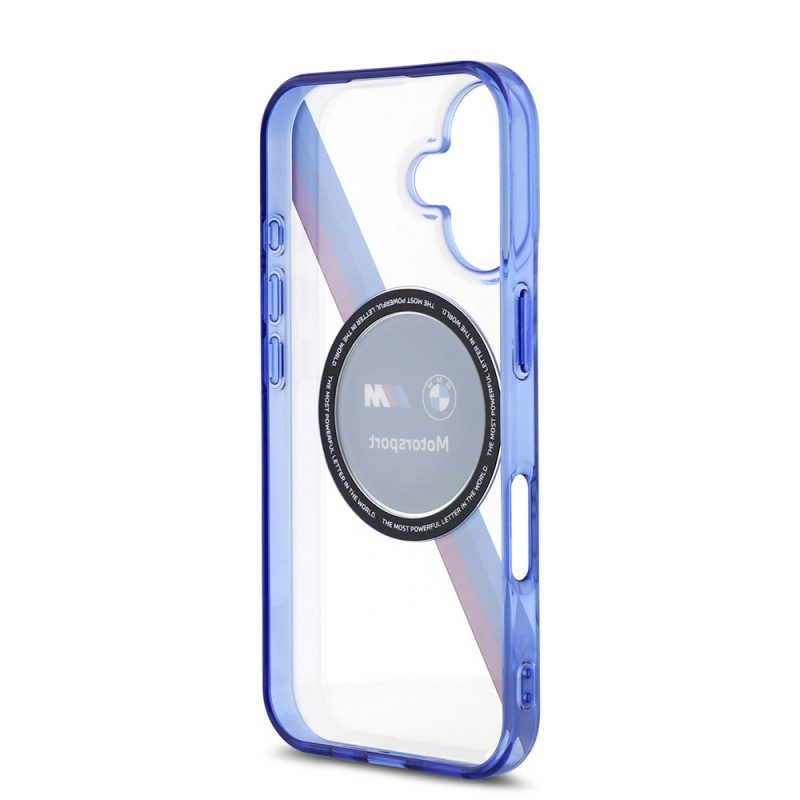 Apple iPhone 16 Case BMW Original Licensed Magsafe Charging Feature M Logo Three Color Striped Motorsport Circle Cover - 8