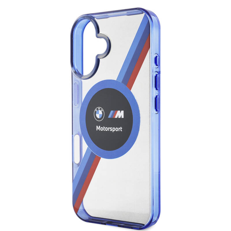 Apple iPhone 16 Case BMW Original Licensed Magsafe Charging Featured Three Color Striped Motorsport Circle Cover - 6