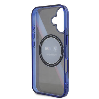 Apple iPhone 16 Case BMW Original Licensed Magsafe Charging Featured Three Color Striped Motorsport Circle Cover - 7