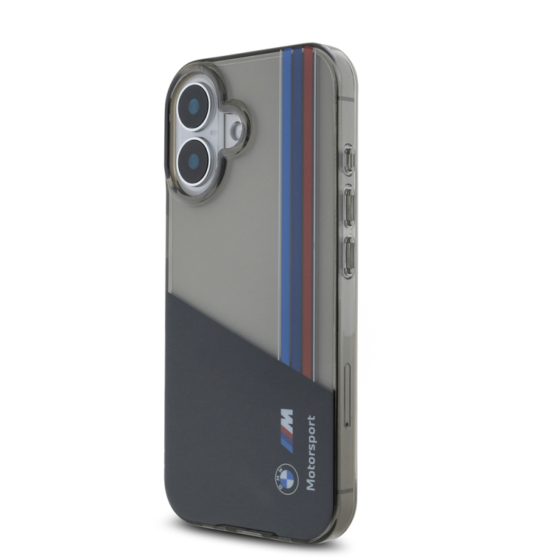 Apple iPhone 16 Case BMW Original Licensed Semi-Transparent M Design Striped Cover - 3