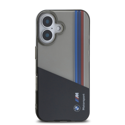 Apple iPhone 16 Case BMW Original Licensed Semi-Transparent M Design Striped Cover - 4