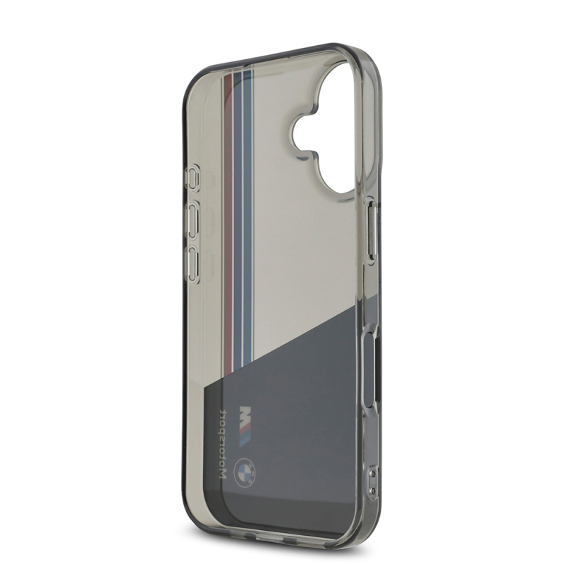 Apple iPhone 16 Case BMW Original Licensed Semi-Transparent M Design Striped Cover - 8