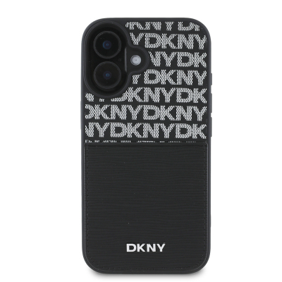 Apple iPhone 16 Case DKNY Original Licensed Card Holder 3D Written Repeat Texture Pattern Cover - 4