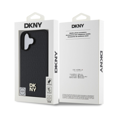 Apple iPhone 16 Case DKNY Original Licensed Magsafe Charging Feature 3D Written Repeat Pattern Cover - 4