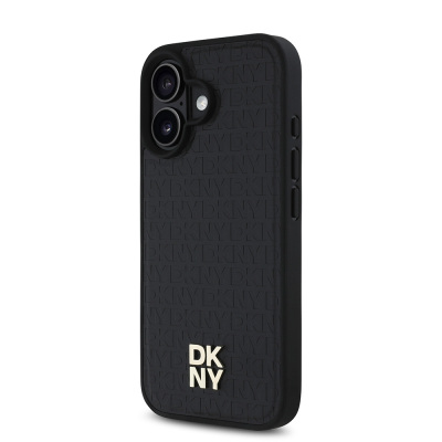 Apple iPhone 16 Case DKNY Original Licensed Magsafe Charging Feature 3D Written Repeat Pattern Cover - 5