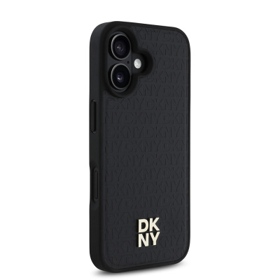 Apple iPhone 16 Case DKNY Original Licensed Magsafe Charging Feature 3D Written Repeat Pattern Cover - 7