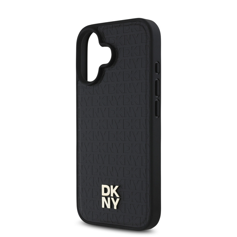 Apple iPhone 16 Case DKNY Original Licensed Magsafe Charging Feature 3D Written Repeat Pattern Cover - 9