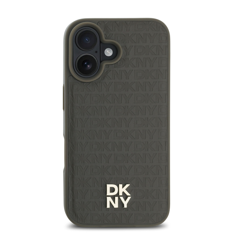 Apple iPhone 16 Case DKNY Original Licensed Magsafe Charging Feature 3D Written Repeat Pattern Cover - 12