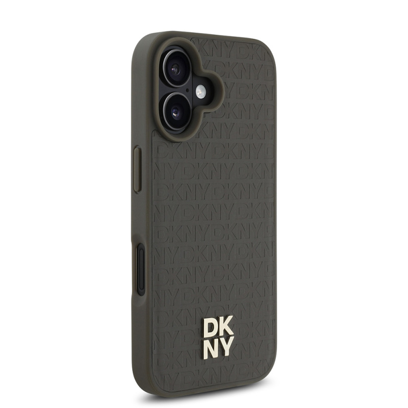 Apple iPhone 16 Case DKNY Original Licensed Magsafe Charging Feature 3D Written Repeat Pattern Cover - 13