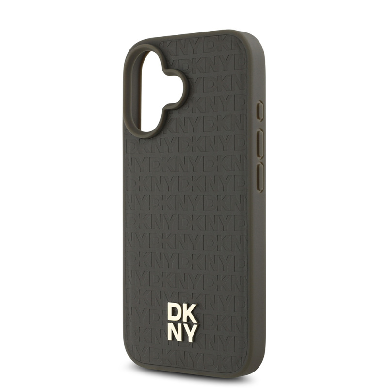 Apple iPhone 16 Case DKNY Original Licensed Magsafe Charging Feature 3D Written Repeat Pattern Cover - 15