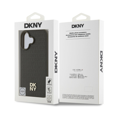 Apple iPhone 16 Case DKNY Original Licensed Magsafe Charging Feature 3D Written Repeat Pattern Cover - 17