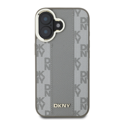 Apple iPhone 16 Case DKNY Original Licensed Magsafe Charging Featured 3D Written Checkered Pattern Cover - 5