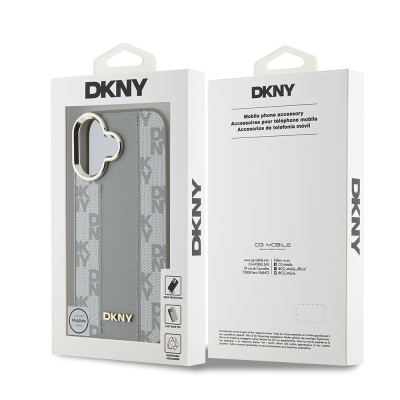 Apple iPhone 16 Case DKNY Original Licensed Magsafe Charging Featured 3D Written Checkered Pattern Cover - 10