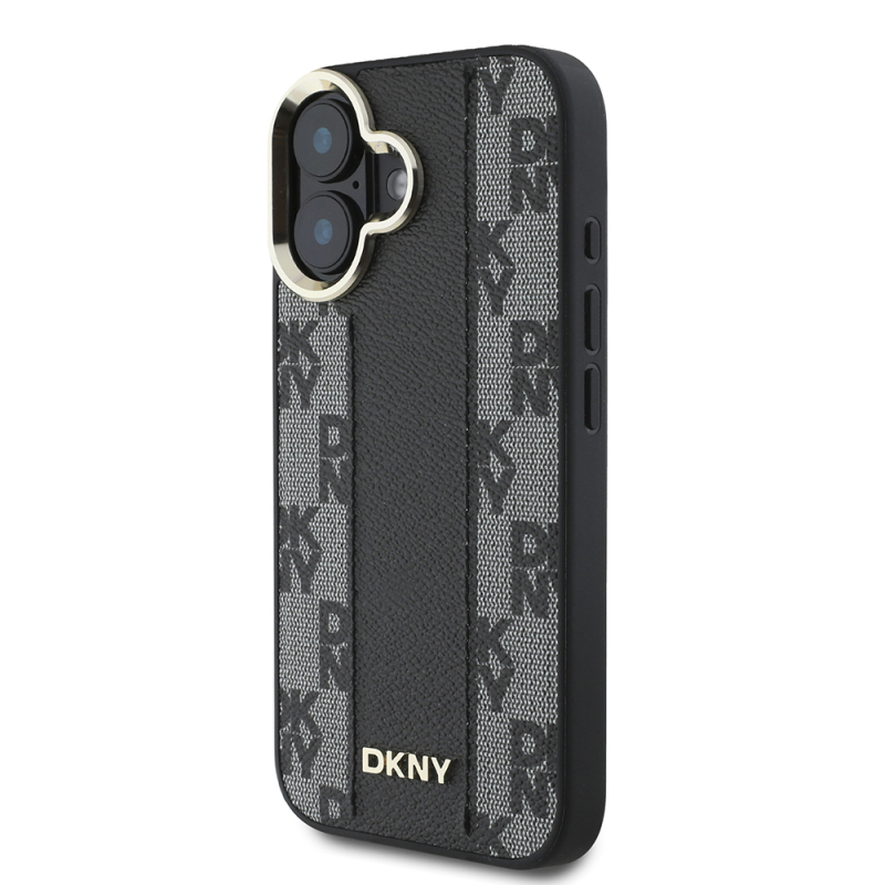 Apple iPhone 16 Case DKNY Original Licensed Magsafe Charging Featured 3D Written Checkered Pattern Cover - 11