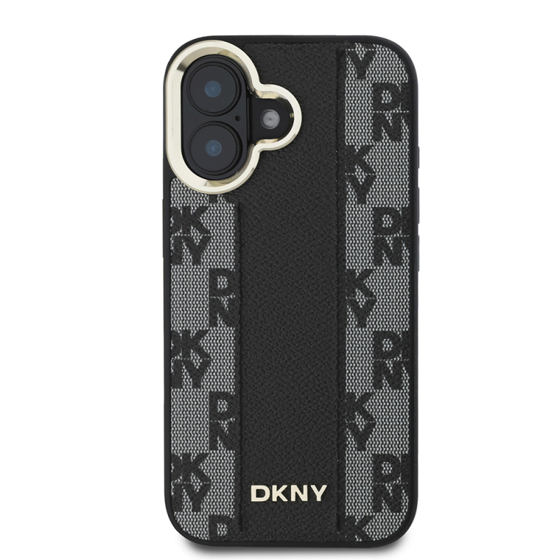 Apple iPhone 16 Case DKNY Original Licensed Magsafe Charging Featured 3D Written Checkered Pattern Cover - 12