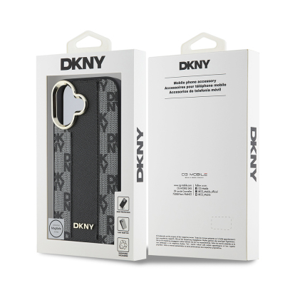 Apple iPhone 16 Case DKNY Original Licensed Magsafe Charging Featured 3D Written Checkered Pattern Cover - 17