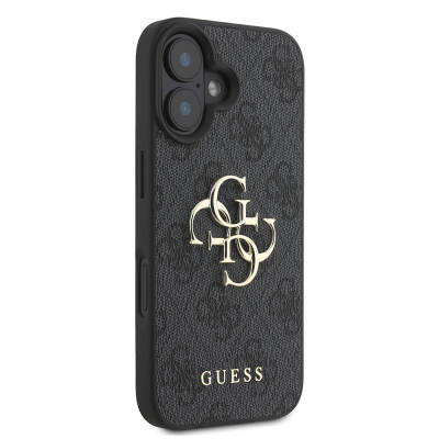 Apple iPhone 16 Case Guess Large Metal Logo Design PU Leather Cover - 4