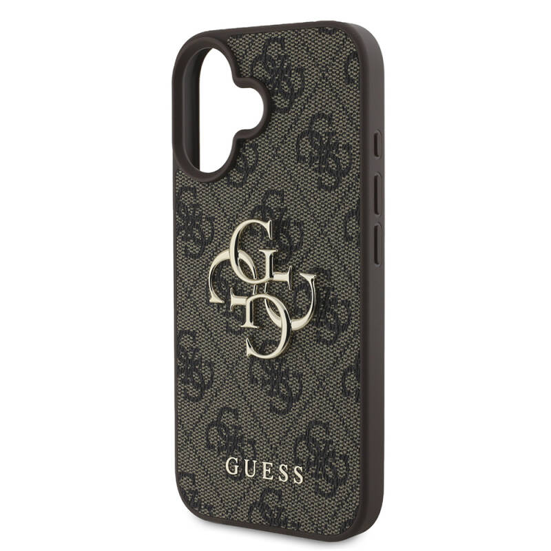 Apple iPhone 16 Case Guess Large Metal Logo Design PU Leather Cover - 12