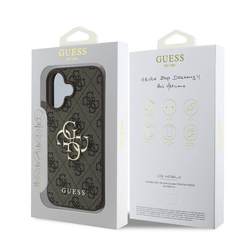 Apple iPhone 16 Case Guess Large Metal Logo Design PU Leather Cover - 14