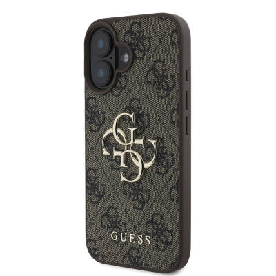 Apple iPhone 16 Case Guess Large Metal Logo Design PU Leather Cover - 15