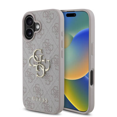 Apple iPhone 16 Case Guess Large Metal Logo Design PU Leather Cover - 1