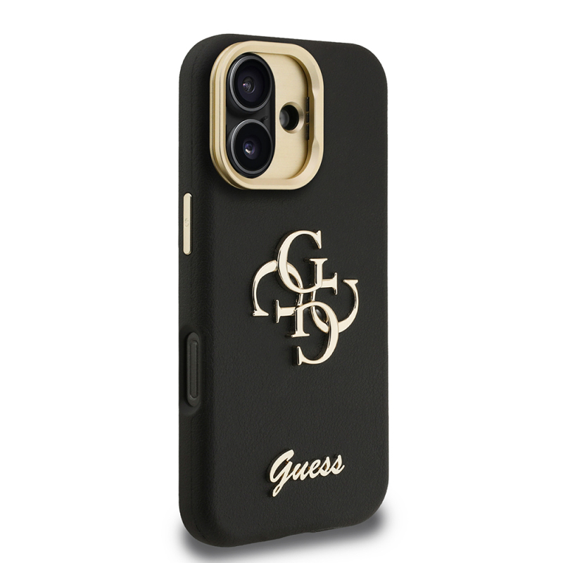 Apple iPhone 16 Case Guess Original Licensed Grained Text Logo Camera Stand Cover - 22