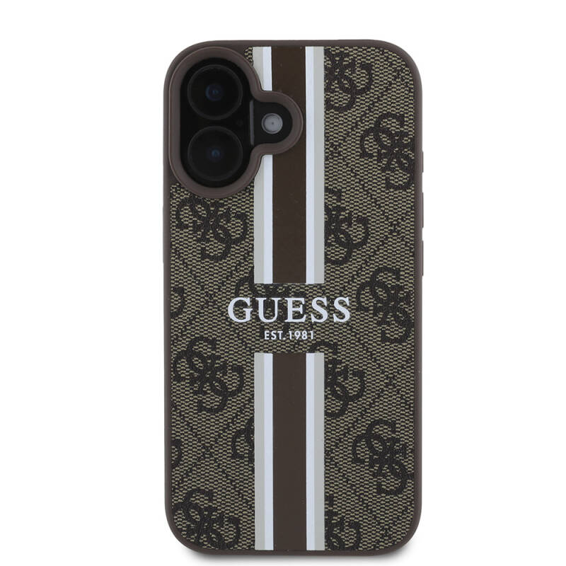 Apple iPhone 16 Case Guess Original Licensed Magsafe Charging Feature 4G Stripe Design Printed Cover - 3