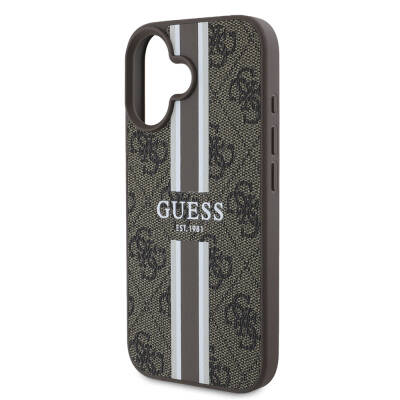 Apple iPhone 16 Case Guess Original Licensed Magsafe Charging Feature 4G Stripe Design Printed Cover - 6