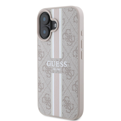 Apple iPhone 16 Case Guess Original Licensed Magsafe Charging Feature 4G Stripe Design Printed Cover - 13