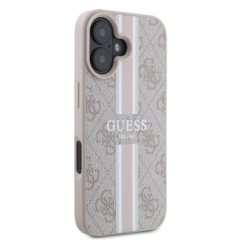 Apple iPhone 16 Case Guess Original Licensed Magsafe Charging Feature 4G Stripe Design Printed Cover - 15